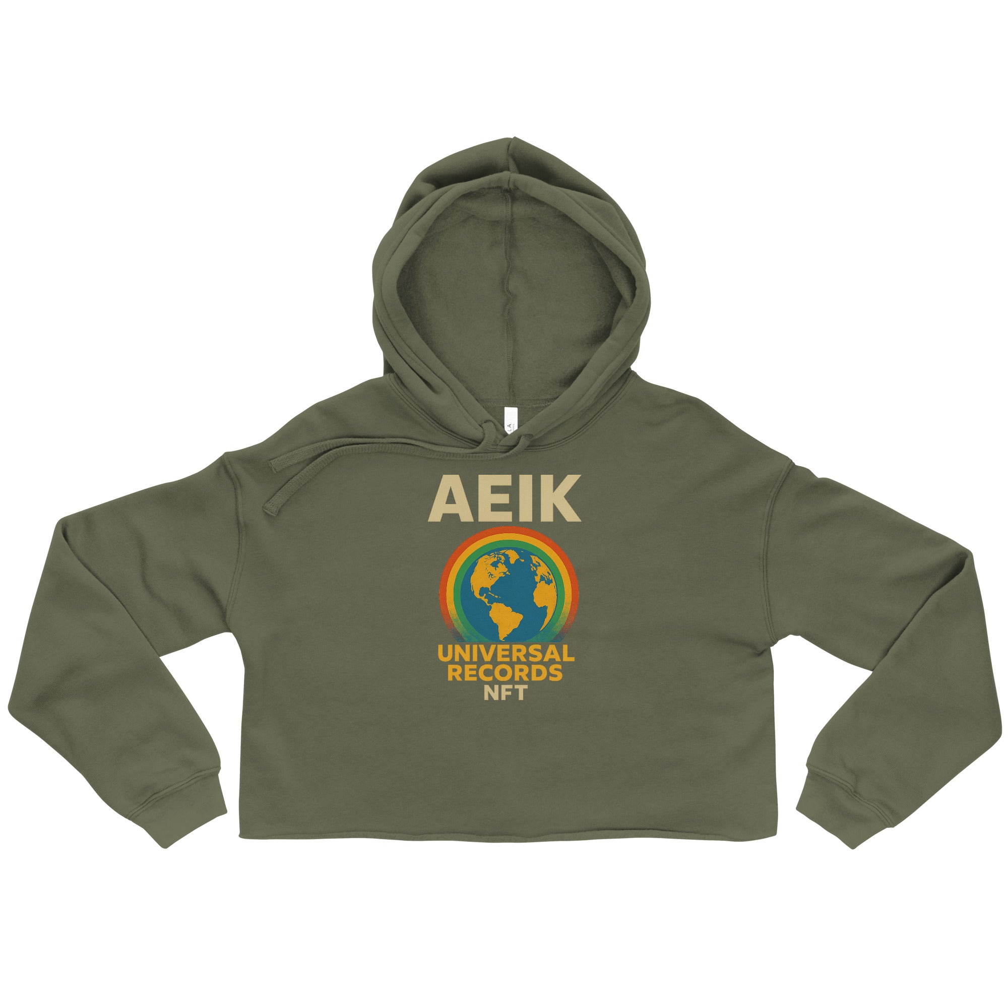 AEIK UNIVERSAL RECORDS NFT Crop Hoodie - Military Green, L image